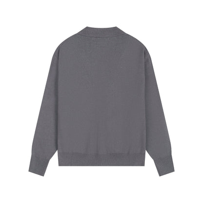 AMI Small Logo V-neck Button Sweater Grey