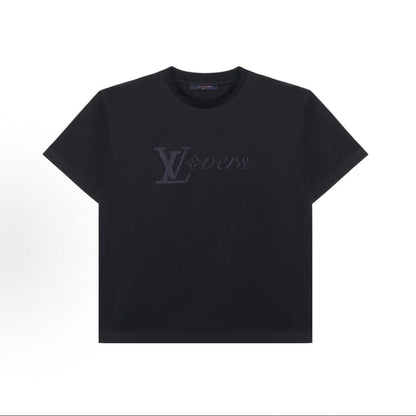 LOUIS VUITTON SS25 Spring Men's Collection Logo Letter Round-neck Short-sleeved T-shirt for Men - Black