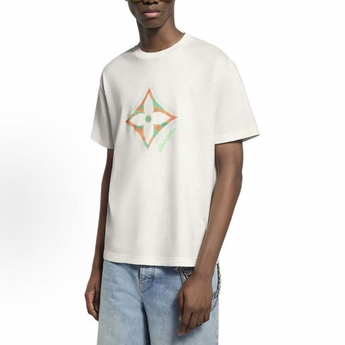 LOUIS VUITTON SS25 Spring Men's Collection - Printed Round-neck Short-sleeved T-shirt - Men's Style - White