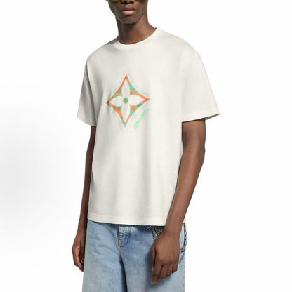 LOUIS VUITTON SS25 Spring Men's Collection - Printed Round-neck Short-sleeved T-shirt - Men's Style - White