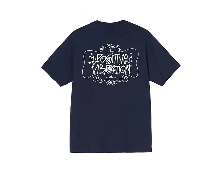 STUSSY MUSICAL NOTES TEE NAVY