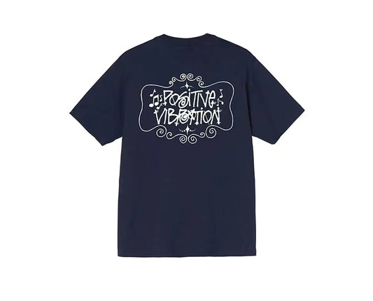 STUSSY MUSICAL NOTES TEE NAVY