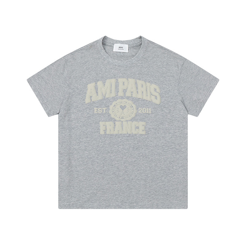 AMI Paris France Logo Tee Grey