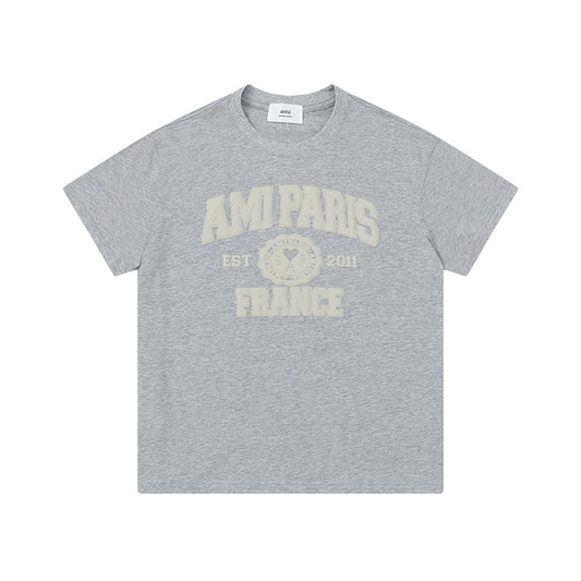 AMI Paris France Logo Tee Grey