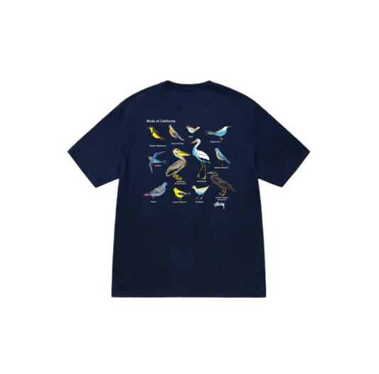 STUSSY BIRD PRINT TEE NAVY