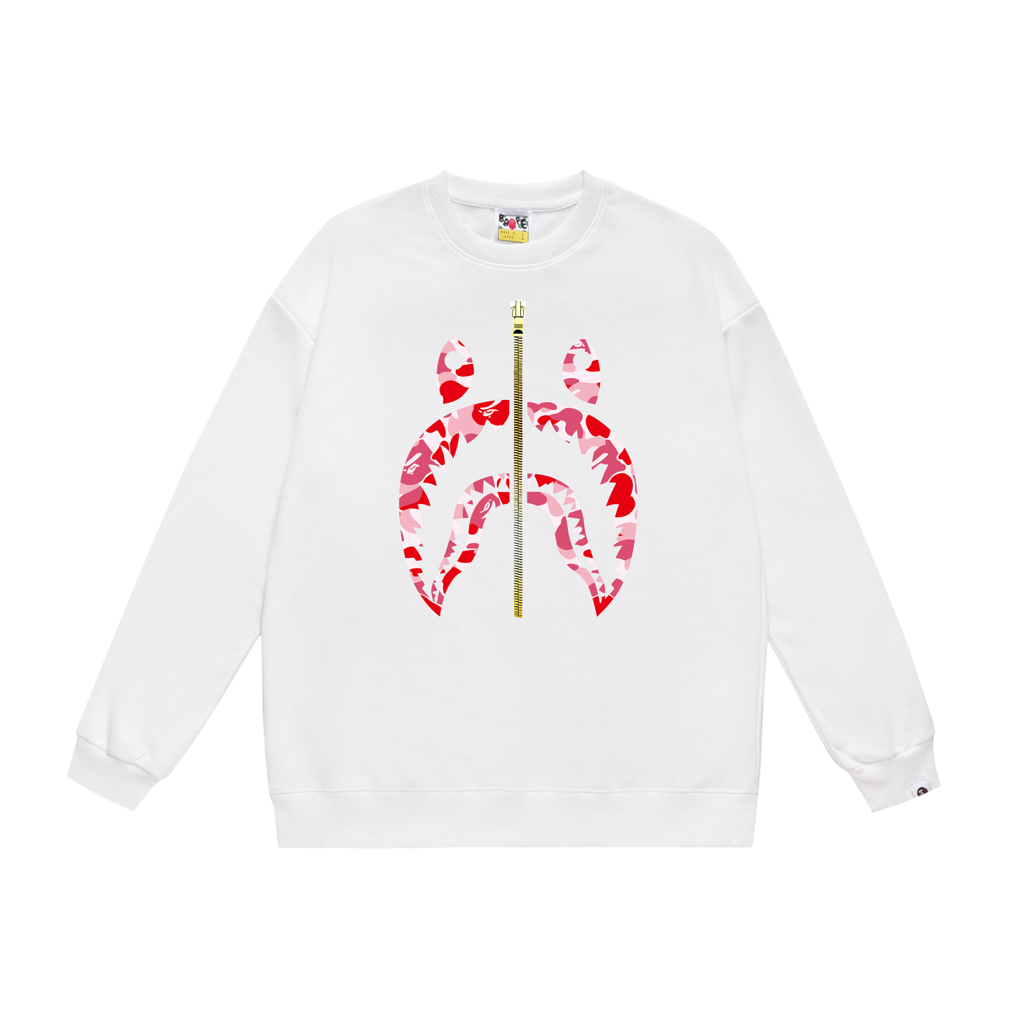 A Bathing Ape Basic Shark Head Print Zipper Hoodie White
