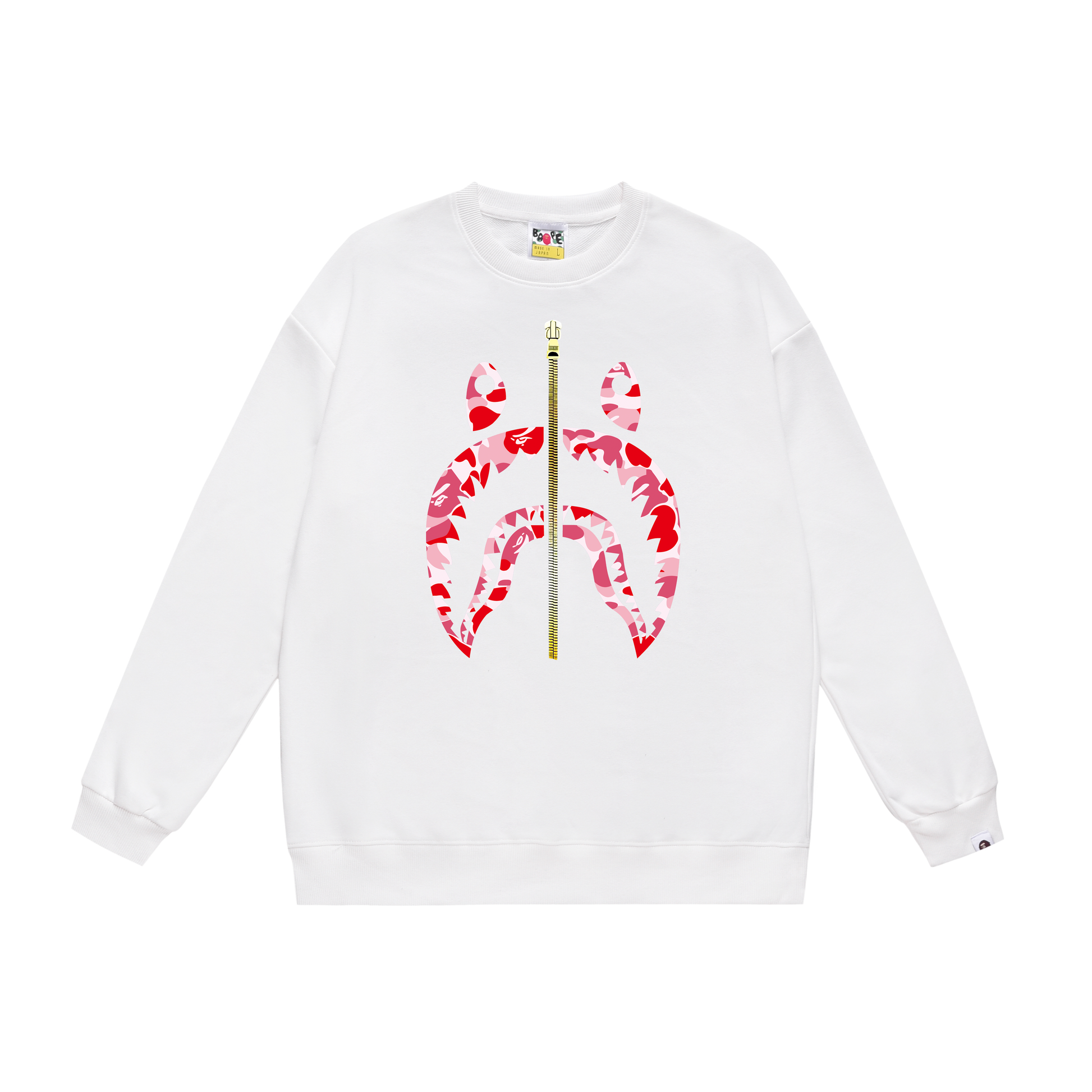 A Bathing Ape Basic Shark Head Print Zipper Hoodie White