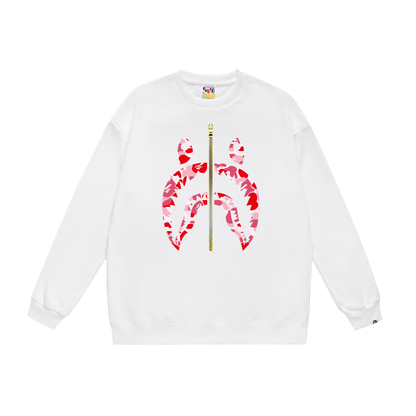 A Bathing Ape Basic Shark Head Print Zipper Hoodie White