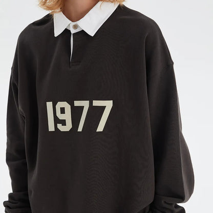FOG FEAR OF GOD 22 double line 1977 sweatshirt ESSENTIALS casual POLO collar top
