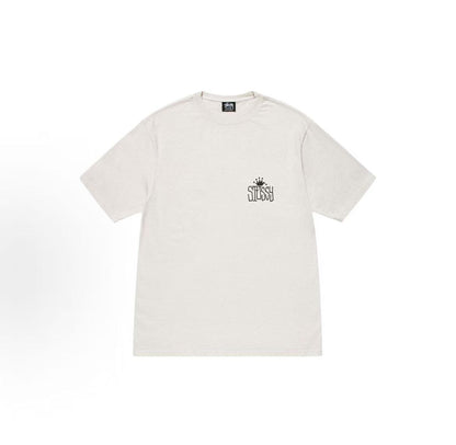 Stussy SS24 Round-neck Short-sleeved American Retro T-shirt with Screen-printed Pattern on Back - The same style for both men and women