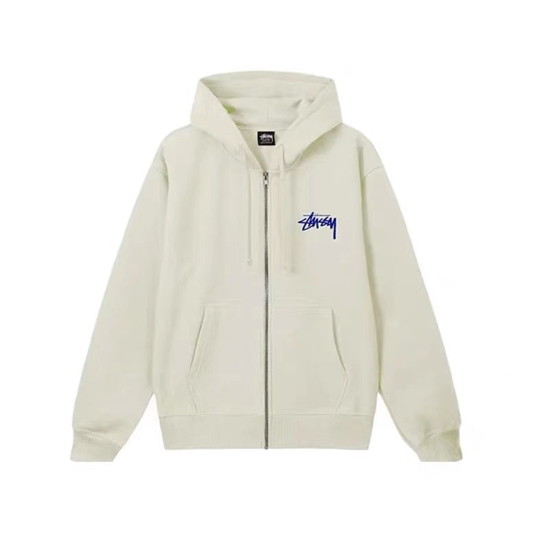 STUSSY COLLECTION OF ELEMENTS PRINT ZIPPER HOODIE WHITE