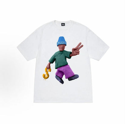 Stussy Peace & Prosperity Tee - A round-neck short-sleeved T-shirt for both men and women, featuring the slogan "Peace & Prosperity".