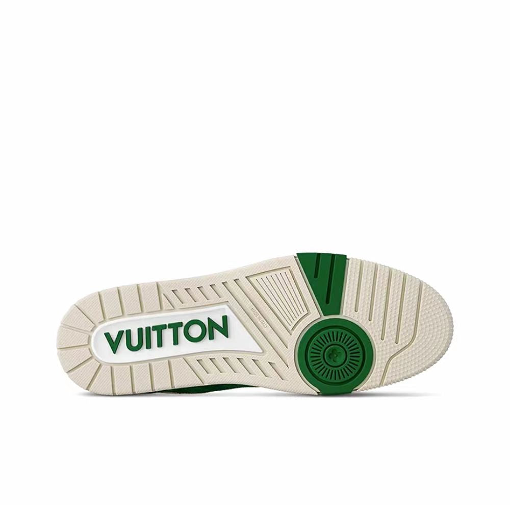 LOUIS VUITTON Trainer Leather fun color wear-resistant low-top board shoes white green unisex