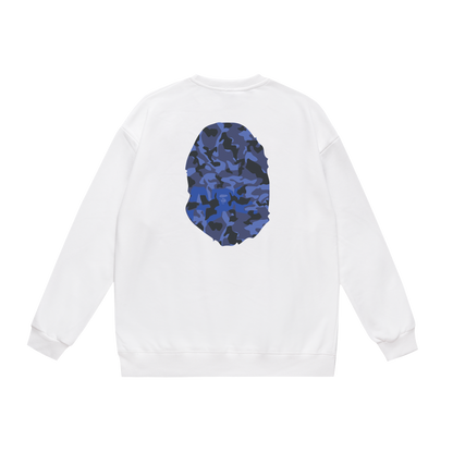 A Bathing Ape Blue Ape Head Print Hoodie White