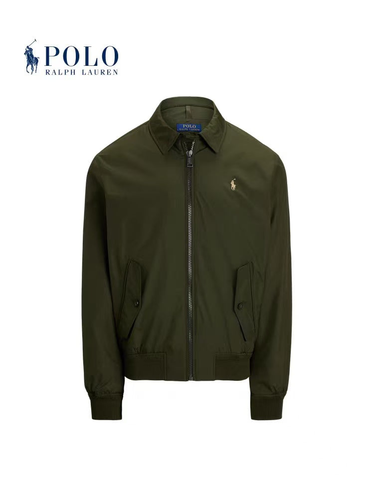 Ralph Lauren Solid-color Logo Embroidered Zipper Long-Sleeve Jacket Coat for Men - Green