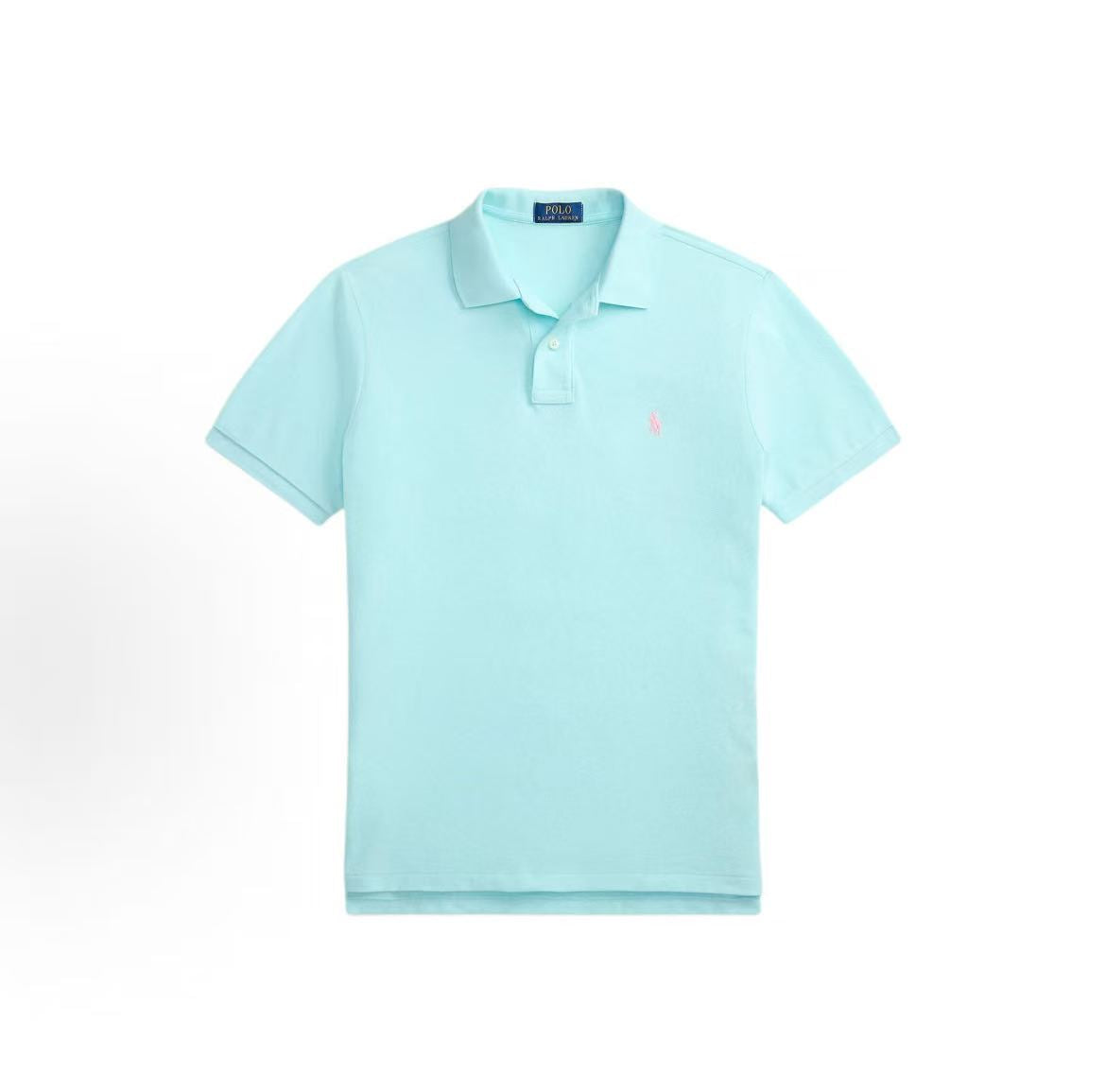 Ralph Lauren Cotton Button Plain Short-Sleeved Polo Shirt - Slim Fit Men's Style