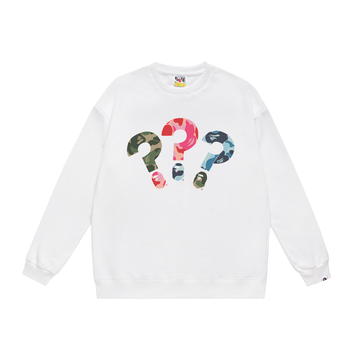 A Bathing Ape Three Color Question Mark Print Hoodie White
