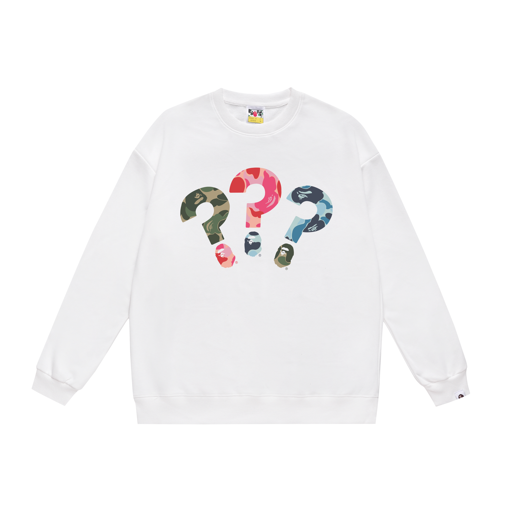 A Bathing Ape Three Color Question Mark Print Hoodie White