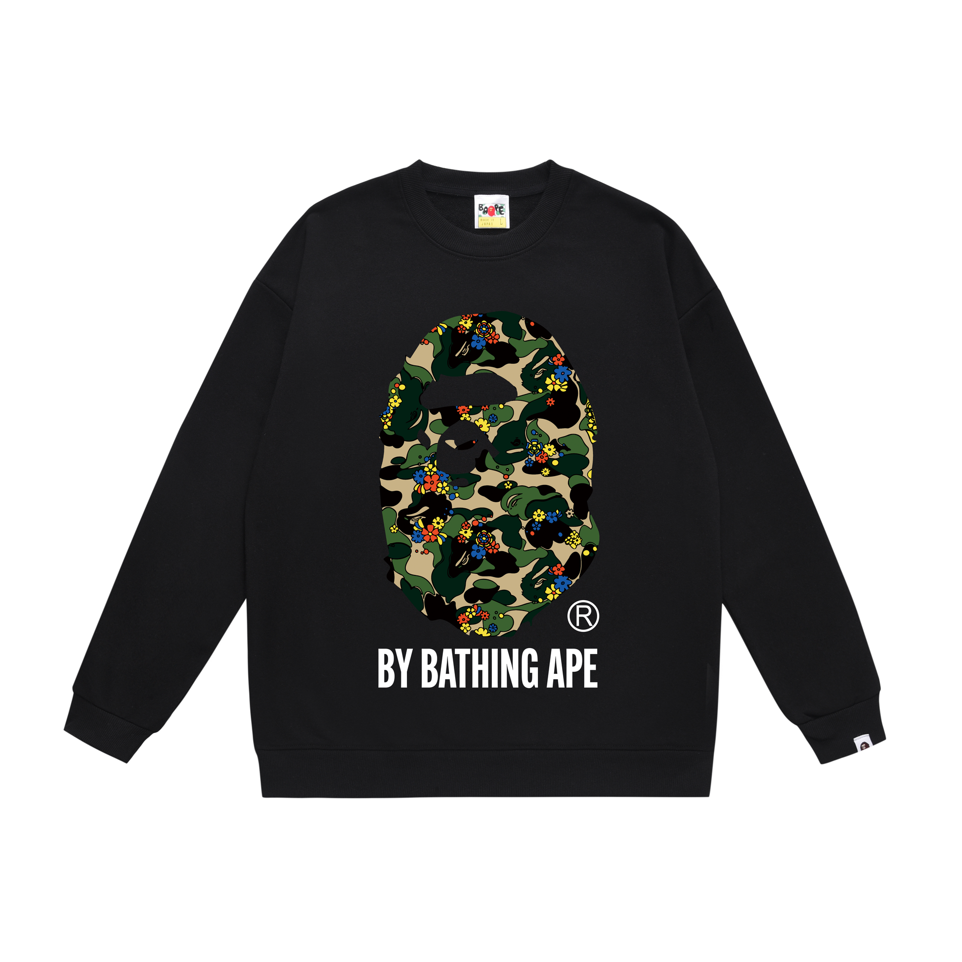 A Bathing Ape Camouflage Flower Print Hoodie Black