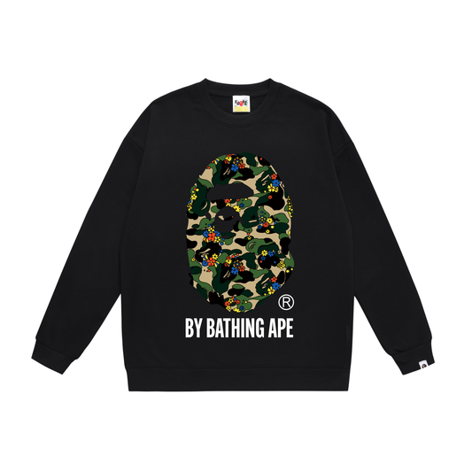 A Bathing Ape Camouflage Flower Print Hoodie Black