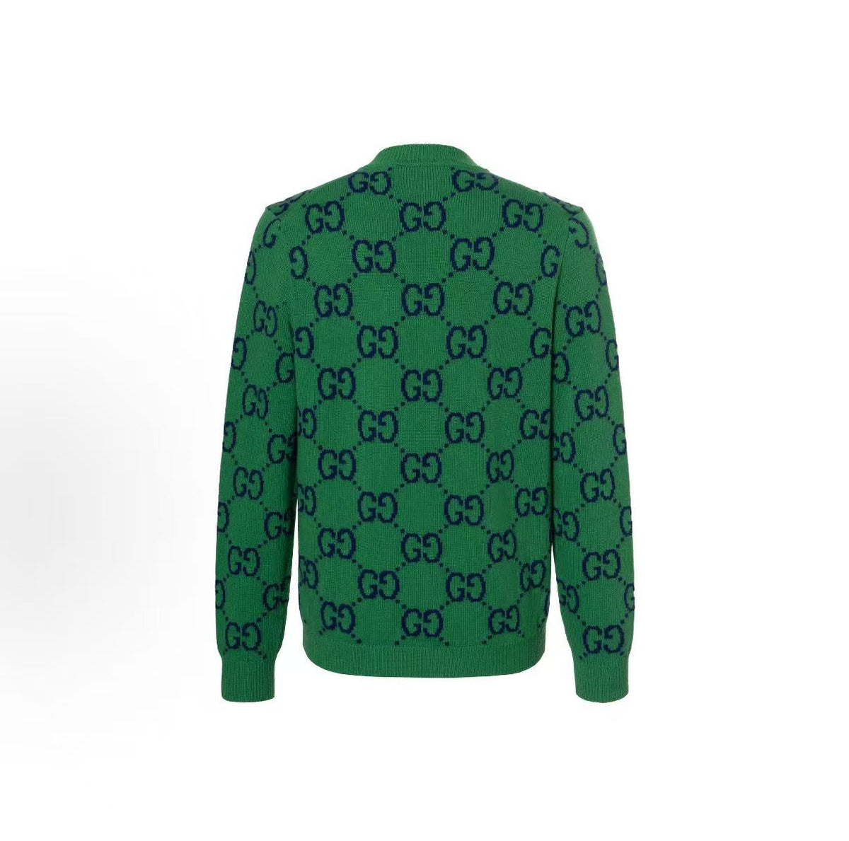 GUCCI Ancient Grecian SS22 Logo Plaid V-neck Single-Button Sweater for Men in Green