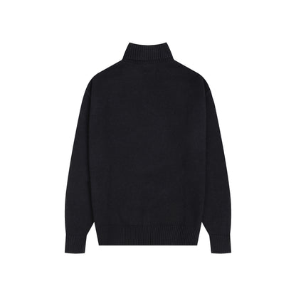 AMI Big Logo Turtleneck Sweater Black
