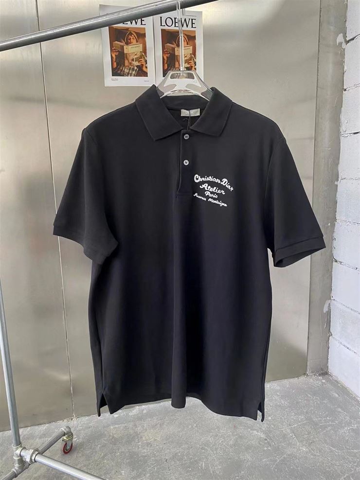 ‘CHRISTIAN DIOR ATELIER’ POLO SHIRT BLACK COTTON PIQUÉ – DOT018