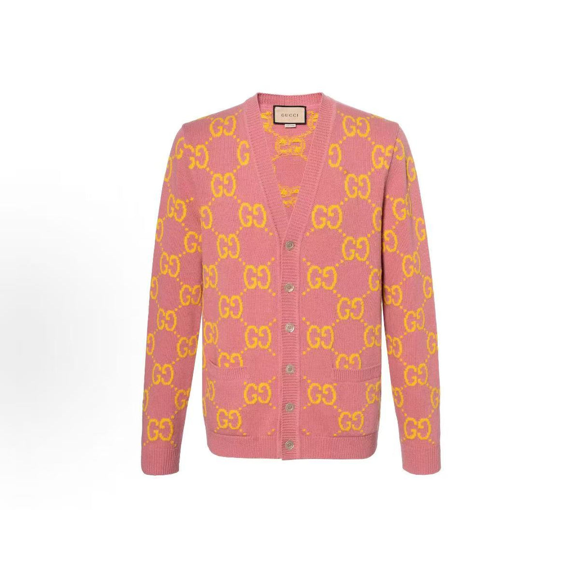 GUCCI Gucci Double GV Collar Wool Sweater Men's Style Pink