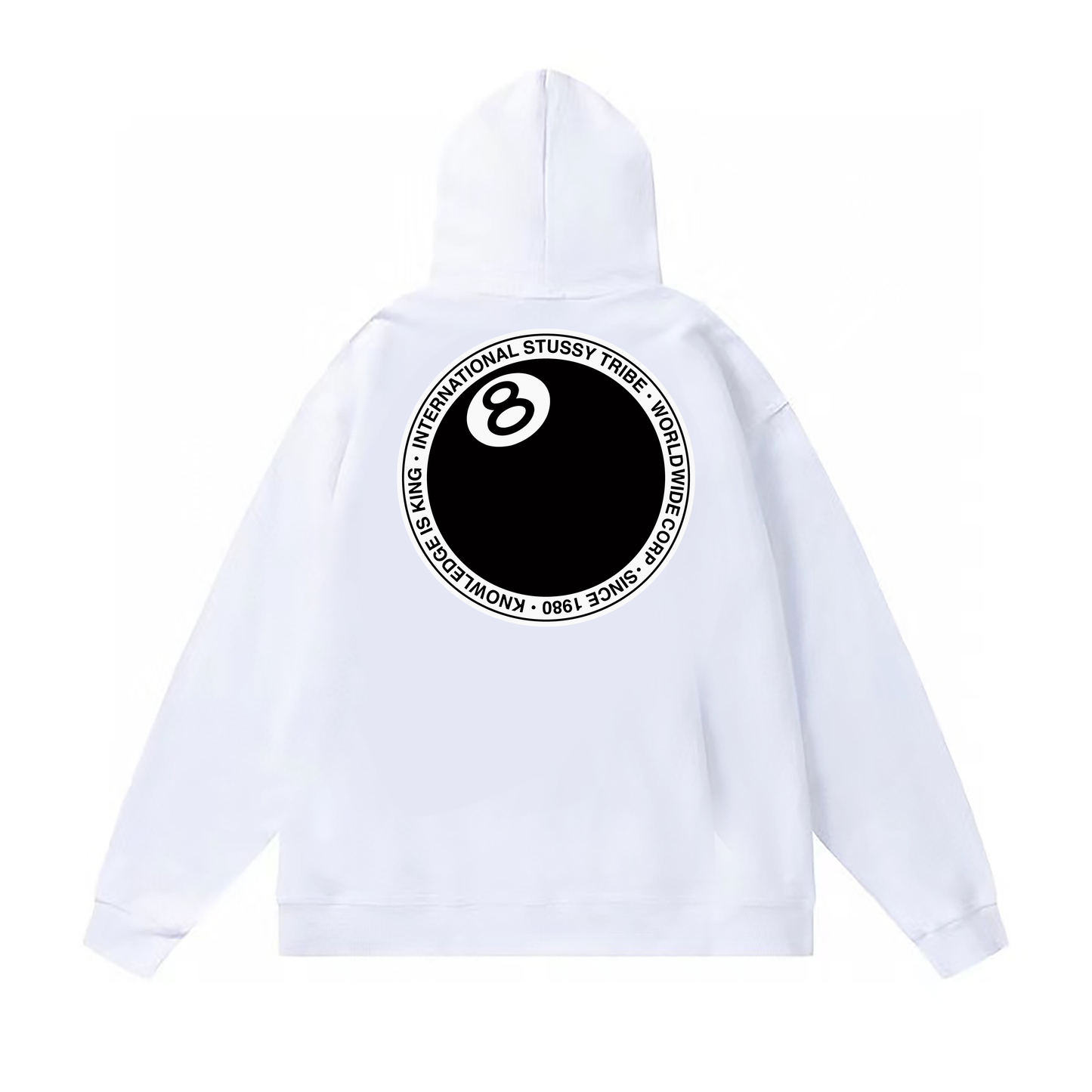 STUSSY BALL 8 HOODIE WHITE