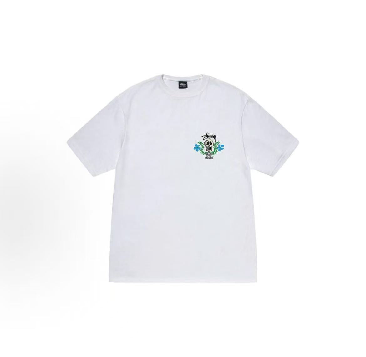 Stussy SS23 Summer Collection - Back Skull Print Short-Sleeved American Retro T-Shirt (For Both Men and Women)