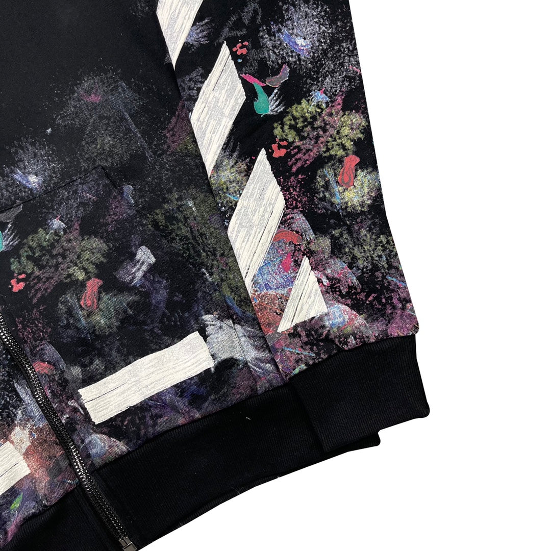 Off-White fireworks arrow zipper hooded cardigan sweatshirt
