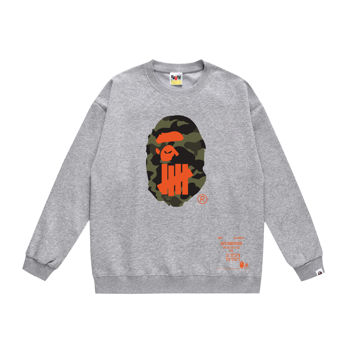 A Bathing Ape Youth Casual Camouflage Print Hoodie Grey