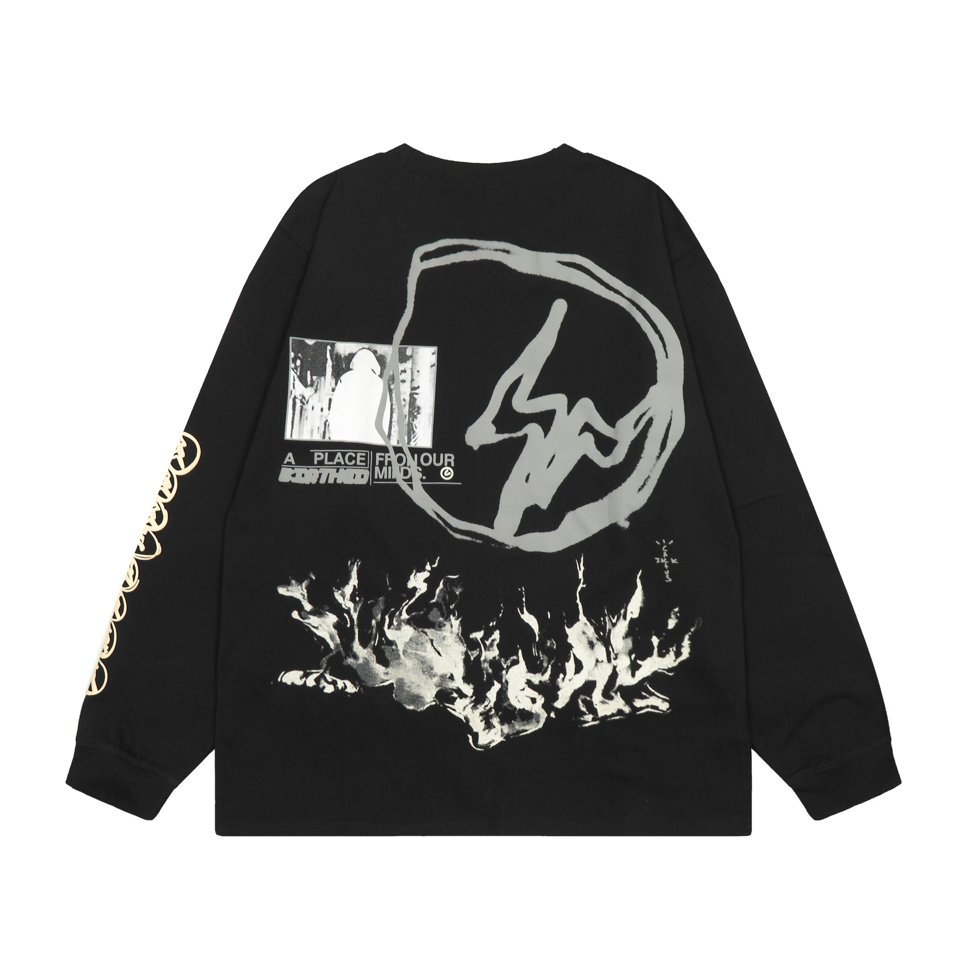 Travis Scott Fire Print Hoodie Black