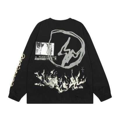 Travis Scott Fire Print Hoodie Black
