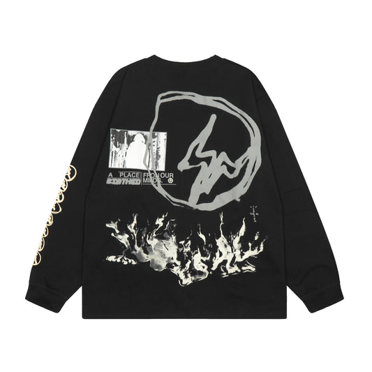 Travis Scott Fire Print Hoodie Black