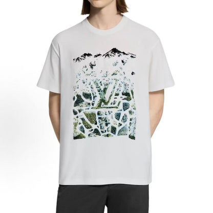 LOUIS VUITTON SS26 Men's SKI Skiing Collection Velvet Plaid Short-Sleeved Round-Neck Drop-Shoulder T-Shirt Men's Style