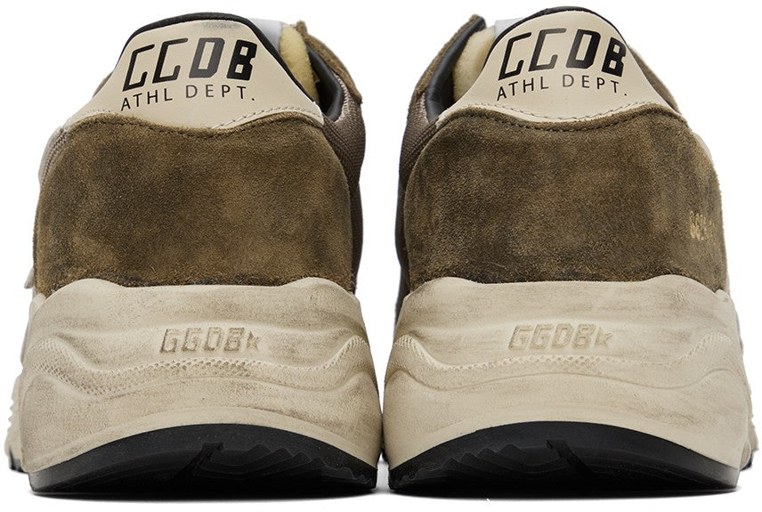 حذاء رياضي منخفض الساق Golden Goose بلون كاكي وبيج بنعل Running Sole