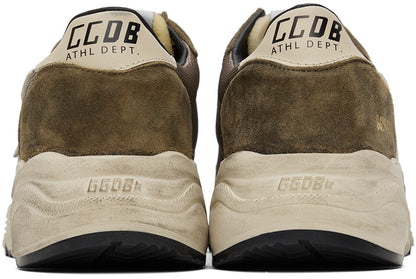 حذاء رياضي منخفض الساق Golden Goose بلون كاكي وبيج بنعل Running Sole