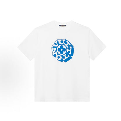 LOUIS VUITTON x Nigo Collaboration Collection - FW25 Letter-Print Round-neck Hooded Short-Sleeve T-shirt for Men