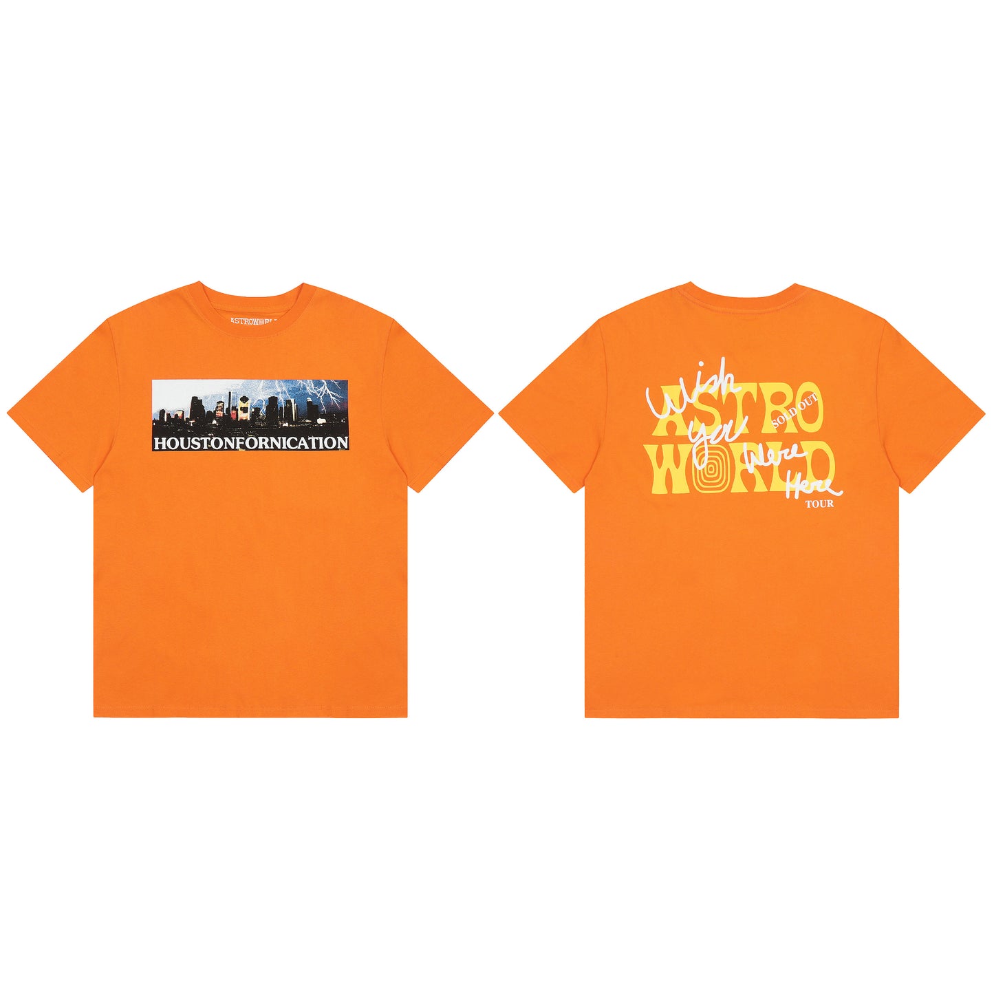 Travis Scott Fire Print T shirt Orange