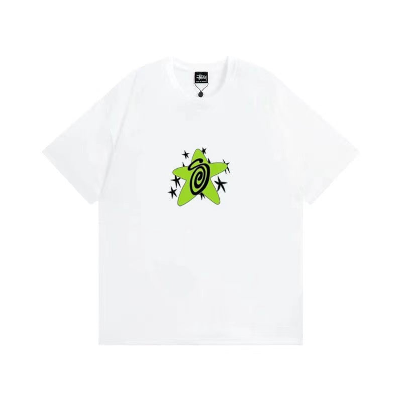 STUSSY COLORFUL STARS TEE WHITE
