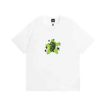 STUSSY COLORFUL STARS TEE WHITE