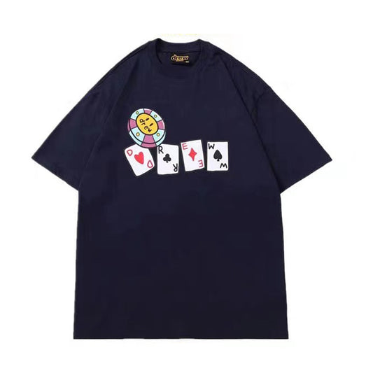 Drew House Chips Short Sleeve Cotton T-Shirt Navy Blue
