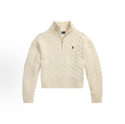 Ralph Lauren Half-neck Half-Zip Long-Sleeved Sweater Loose Fit Women's Style