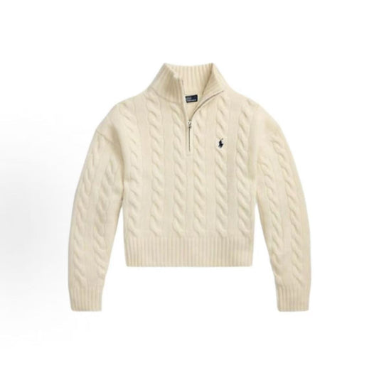 Ralph Lauren Half-neck Half-Zip Long-Sleeved Sweater Loose Fit Women's Style