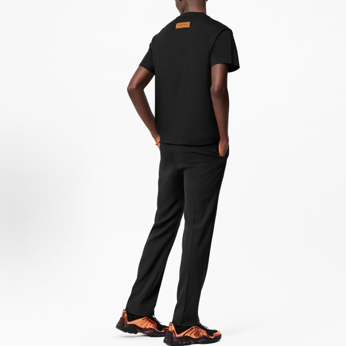 LOUIS VUITTON Logo pure-color short-sleeved T-shirt for men - black