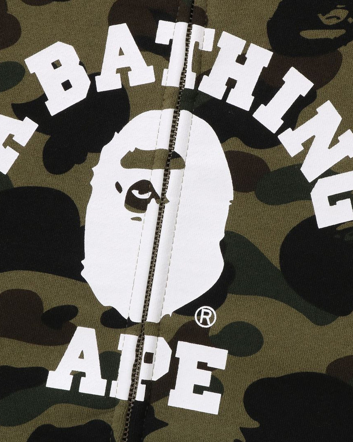 A Bathing Ape 1st Camo Crazy College Full Zip Hoodie In Amry Green