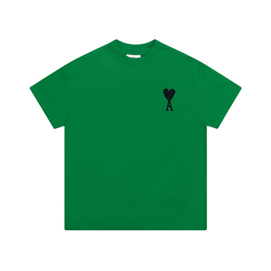AMI Black Logo Tee Dark Green