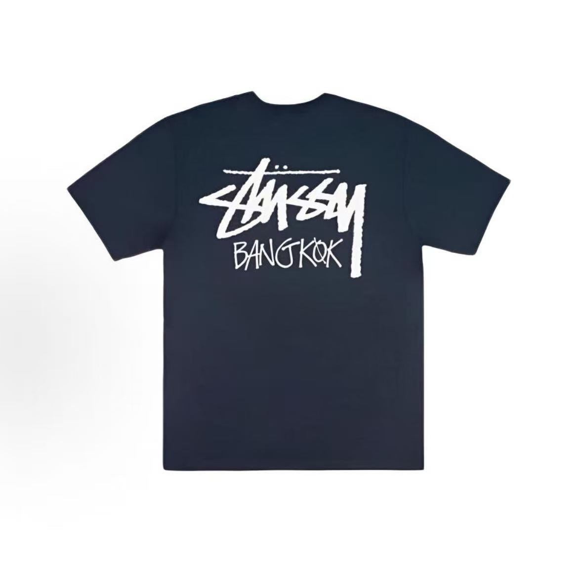 Stussy Spring/Summer 2025 Collection Stussy Exclusive Bangkok T-Shirt in Black - A comfortable and casual short-sleeved T-shirt with letter print on the back, available for both men and women.