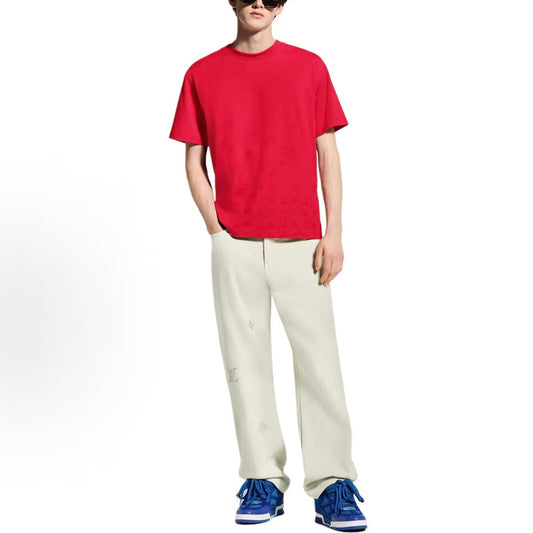 LOUIS VUITTON Monogram Gradient FW26 Early Fall Collection Short-Sleeve Solid Color Flocked Print Gradient T-Shirt for Men